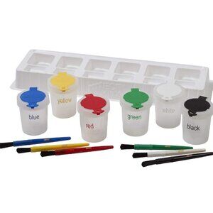 ECR4Kids Art Brush Tray And Large Trilingual Paint Cups Set